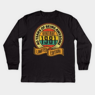 40 years of being awesome vintage 1981 Limited edition Kids Long Sleeve T-Shirt